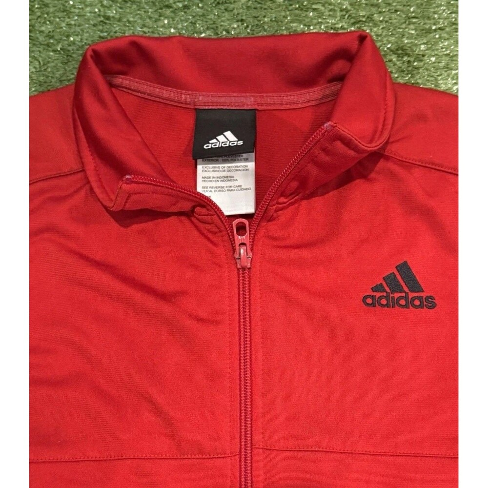 Adidas Essentials Warm Up Track Jacket Boys XL 18 Red Three Stripes Full Zip
